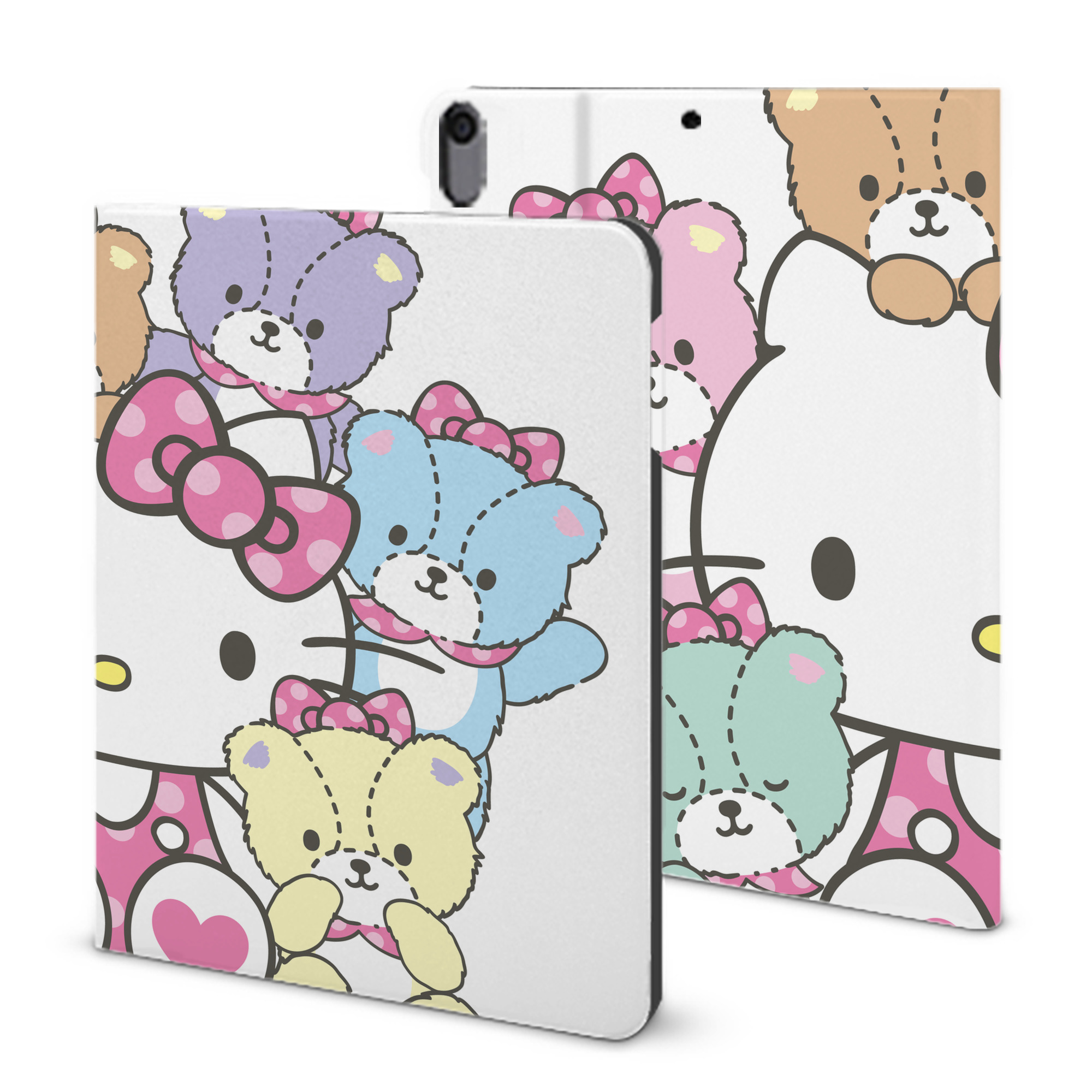 （画像用） Hello Kitty ハローキティ IPad ケース ブック型 PUレザー TPU 耐衝撃 軽量 薄型 ペン収納なし 全面保護 IPad 各モデル対応